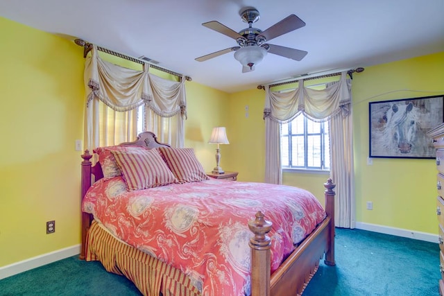 6180 Marsh Island Dr, Chincoteague, VA 23336 - bedroom with carpet, baseboards, and ceiling fan