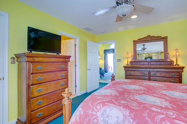 6180 Marsh Island Dr, Chincoteague, VA 23336 - bedroom featuring carpet flooring, baseboards, and ceiling fan