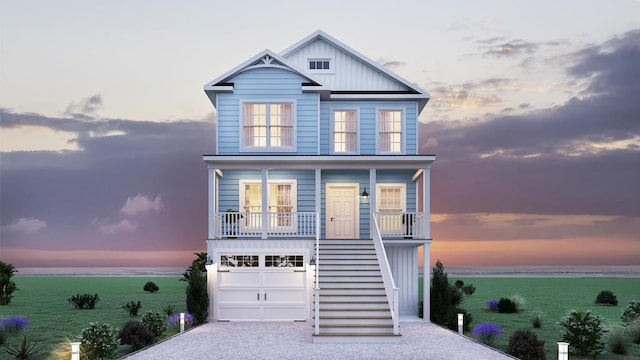 view of front facade featuring a garage and a porch