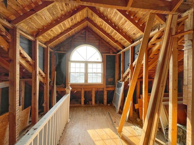 view of unfinished attic