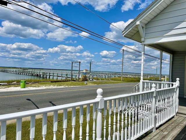 deck with a water view