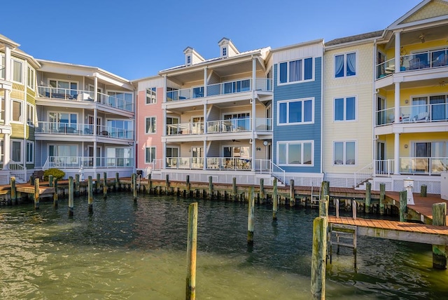 view of dock featuring a water view