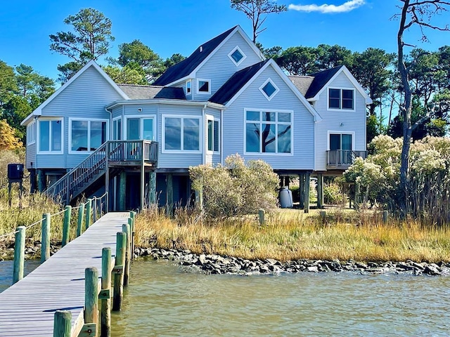 5108 Wildcat Ln, Chincoteague, VA 23336 - back of house with a water view and stairs