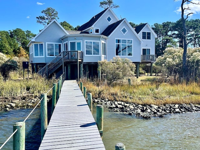 5108 Wildcat Ln, Chincoteague, VA 23336 - dock area featuring stairway and a deck with water view
