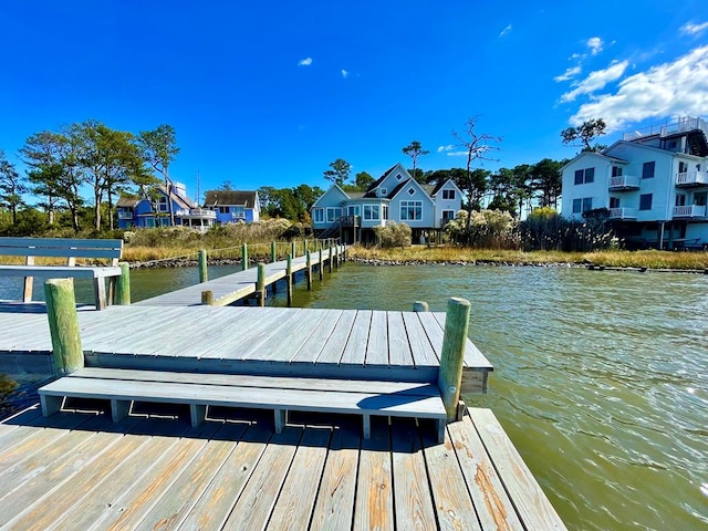 5108 Wildcat Ln, Chincoteague, VA 23336 - dock area featuring a water view and a residential view