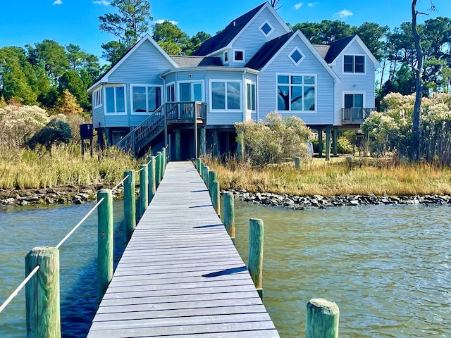 5108 Wildcat Ln, Chincoteague, VA 23336 - dock featuring a water view and stairs