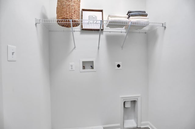 clothes washing area with hookup for an electric dryer and washer hookup