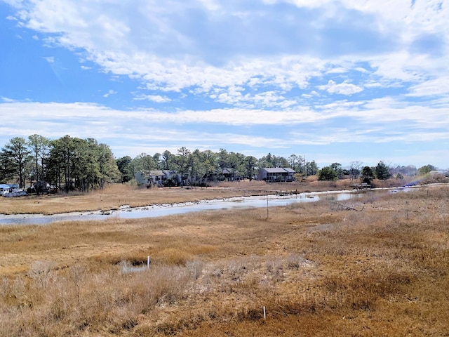 view of yard with a water view