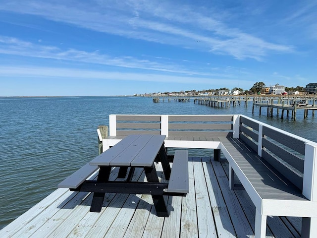 dock area with a water view