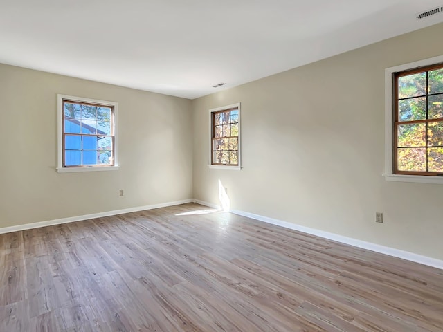 empty room featuring plenty of natural light and light wood-type flooring