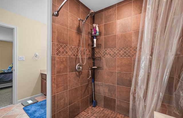 37323 Davey Jones Blvd, Greenbackville, VA 23356 - full bath featuring tiled shower, vanity, and tile patterned flooring