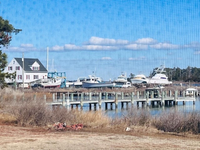 view of dock featuring a water view