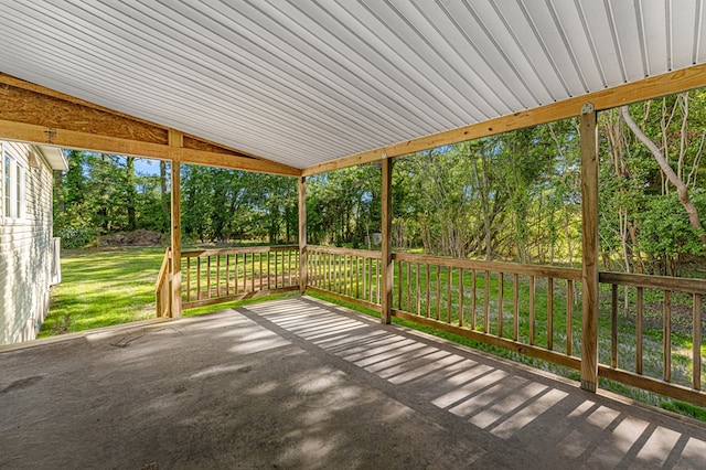 9333 Red Bank Rd, Nassawadox, VA 23413 - wooden terrace with view of scattered trees, a yard, and a patio