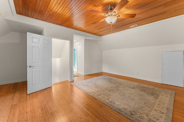 9333 Red Bank Rd, Nassawadox, VA 23413 - bonus room with wooden ceiling, lofted ceiling, ceiling fan, light wood-type flooring, and baseboards