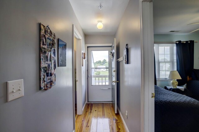 entryway with light hardwood / wood-style floors and a wealth of natural light