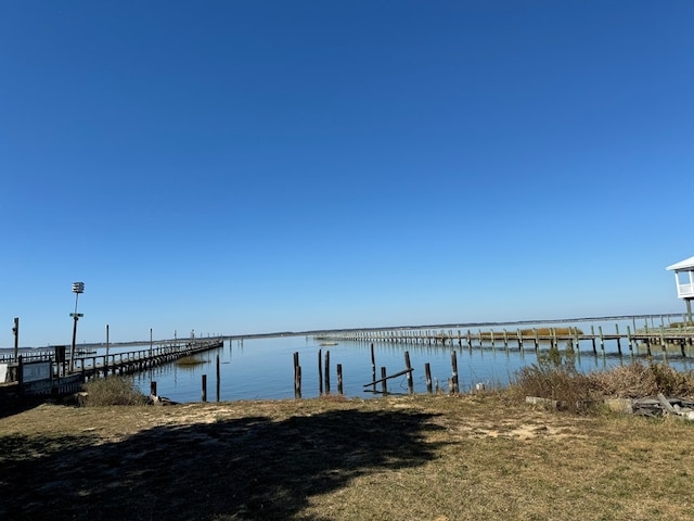 view of dock featuring a water view