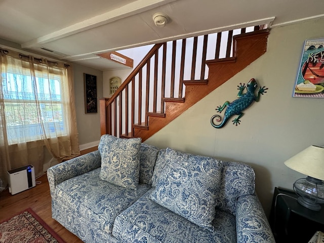 living room featuring wood-type flooring