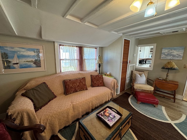 living room with hardwood / wood-style floors