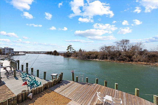 view of dock featuring a water view