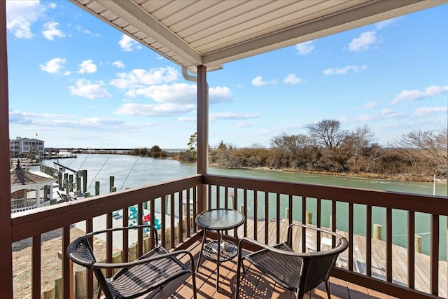 deck with a water view