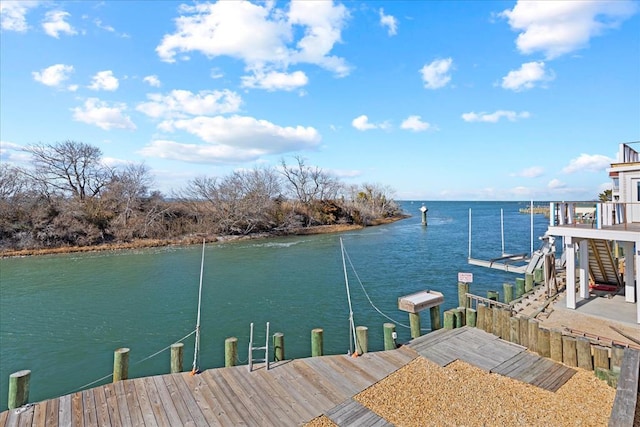 dock area featuring a water view