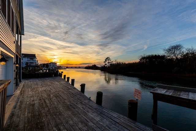 view of dock featuring a water view