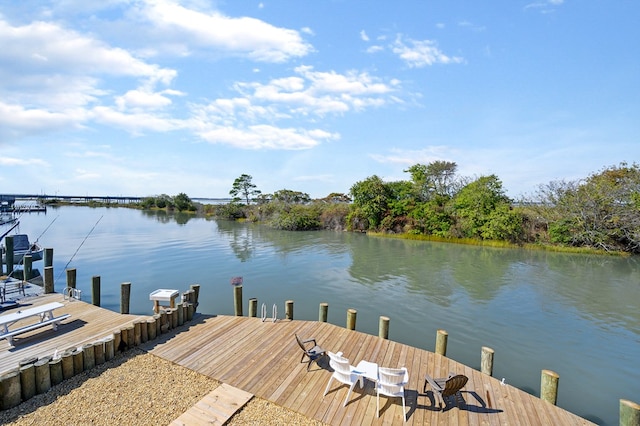 view of dock featuring a water view