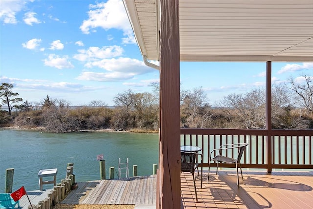 view of dock featuring a water view