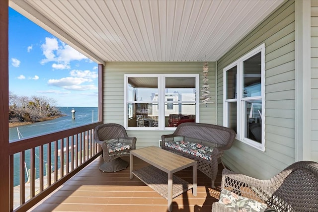 balcony with a water view