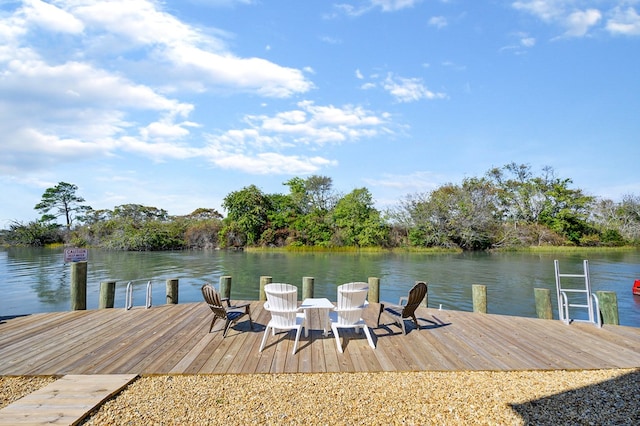 dock area featuring a water view