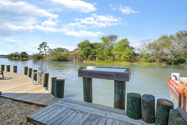 view of dock featuring a water view