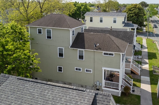 510 Plum St, Cape Charles, VA 23310 - rear view of property featuring stairway and a shingled roof