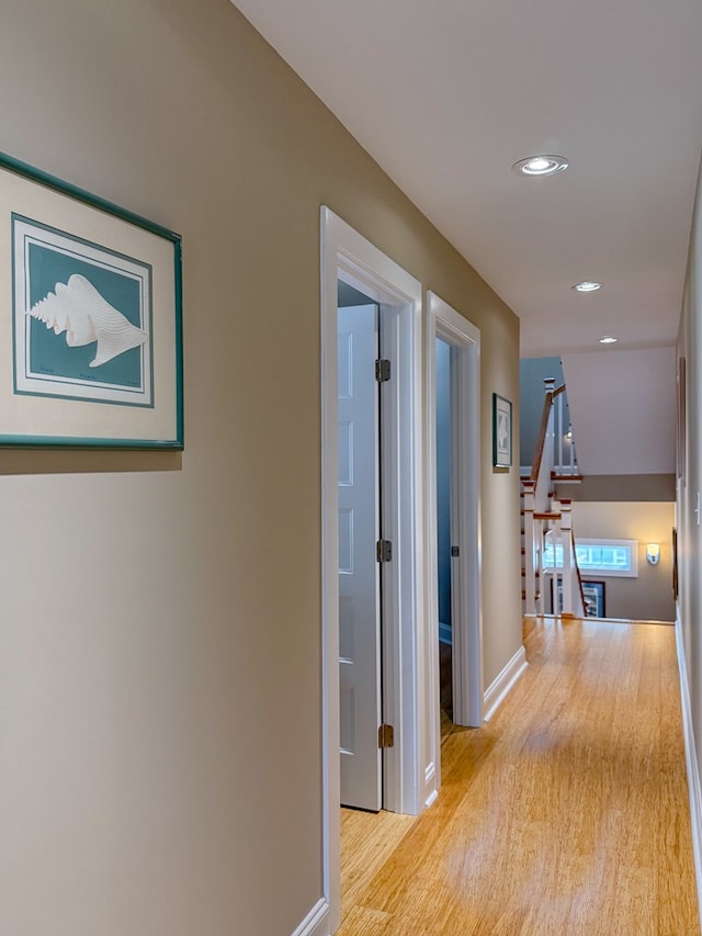 510 Plum St, Cape Charles, VA 23310 - hall with baseboards, recessed lighting, and wood finished floors