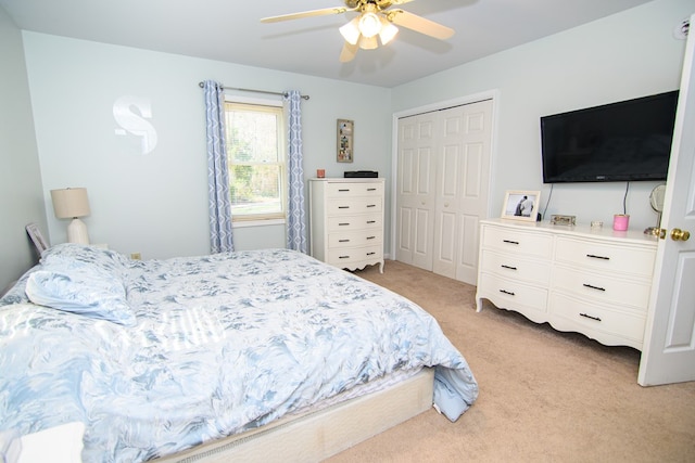 6545 Occohannock Neck Rd, Exmore, VA 23350 - bedroom with a closet, light carpet, and ceiling fan