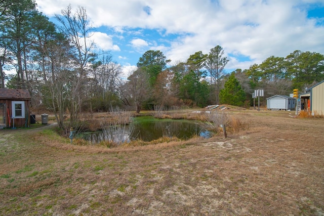 view of yard with a water view