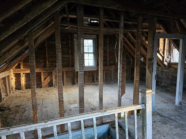 view of unfinished attic