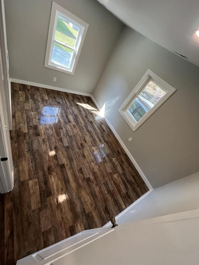 additional living space featuring dark hardwood / wood-style floors and a healthy amount of sunlight