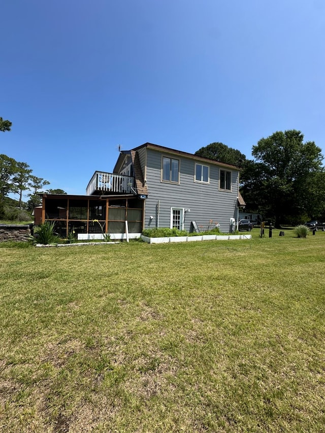 30191 Back Creek Rd, Hacksneck, VA 23358 - rear view of property with a lawn and a wooden deck
