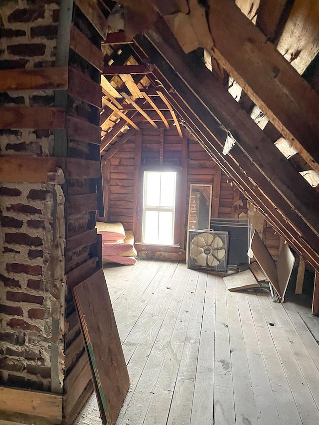 view of unfinished attic