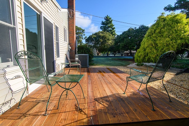 deck featuring central air condition unit