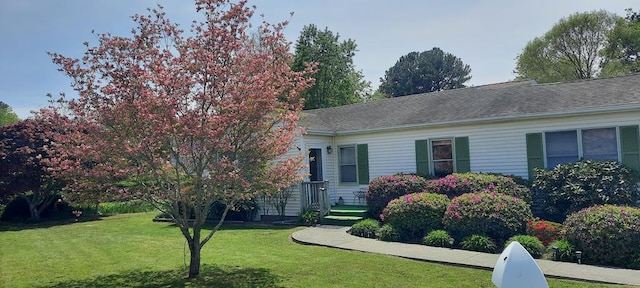 view of front facade with a front yard