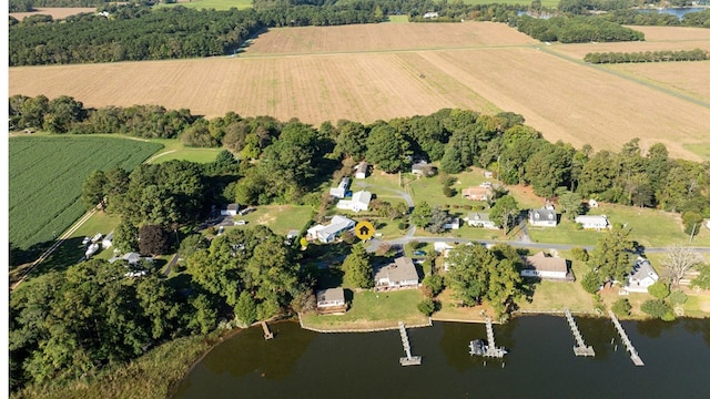 bird's eye view with a rural view and a water view