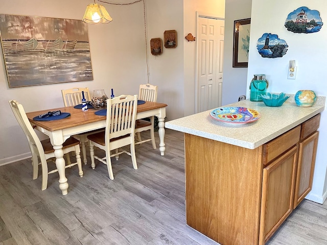 dining space featuring light hardwood / wood-style floors