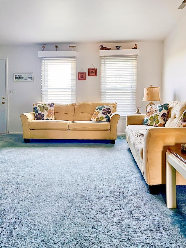 living room with carpet flooring