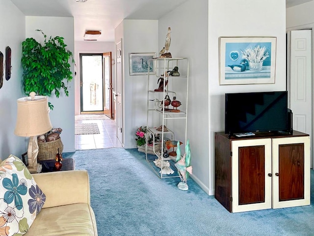 living room featuring carpet flooring