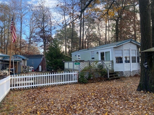 view of front of home with a deck