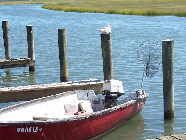 dock area featuring a water view