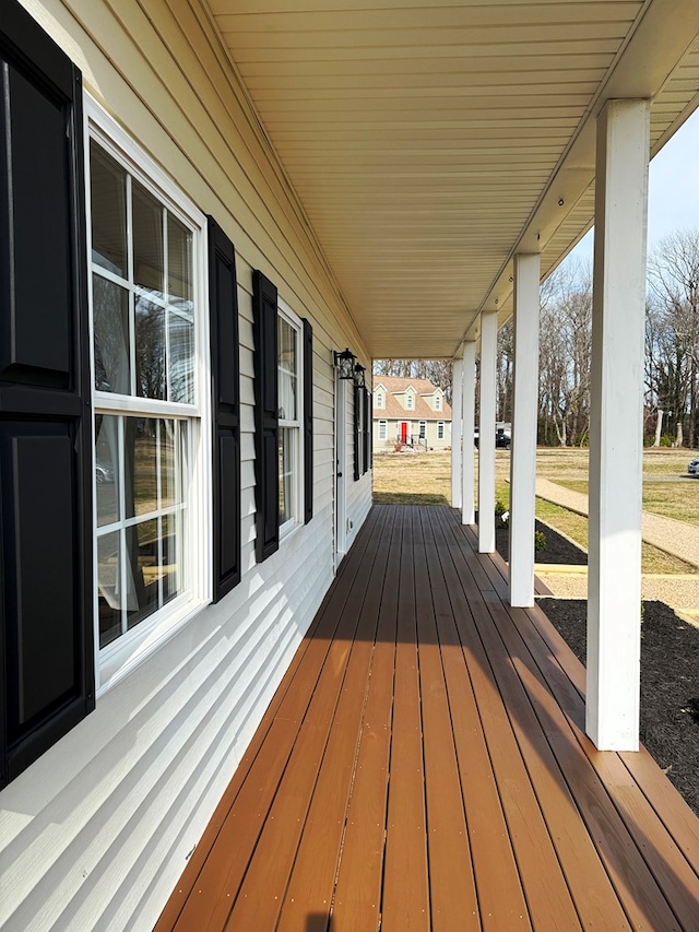 wooden deck with covered porch