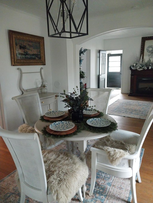 dining space featuring hardwood / wood-style floors