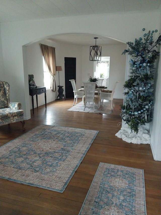 dining room with a healthy amount of sunlight and dark hardwood / wood-style floors